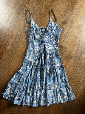 Angie Blue Patterned Twisted-Bust Mini Dress